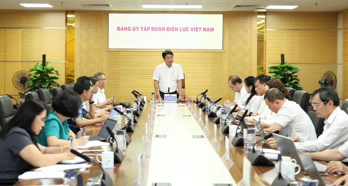 Phó Bí thư Đảng ủy, Tổng giám đốc EVN Nguyễn Anh Tuấn chủ trì buổi làm việc.