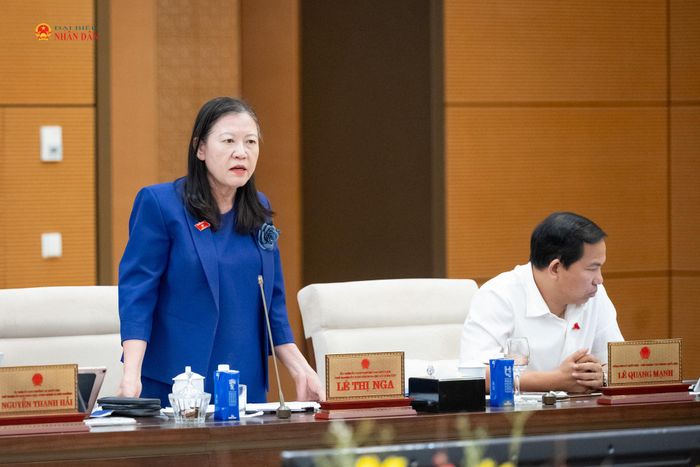 Chủ nhiệm Ủy ban Dân nguyện và Giám sát Lê Thị Nga phát biểu tại phiên họp