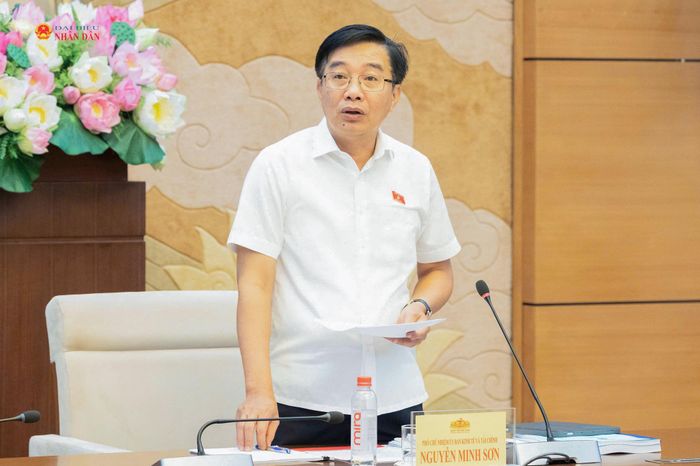 Phó Chủ nhiệm Ủy ban Kinh tế và Tài chính Nguyễn Minh Sơn phát biểu tại phiên họp