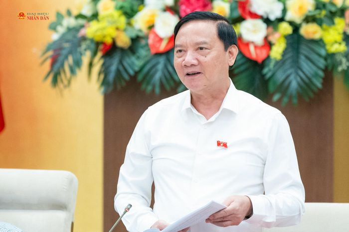 Phó Chủ tịch Quốc hội Nguyễn Khắc Định phát biểu tại phiên họp