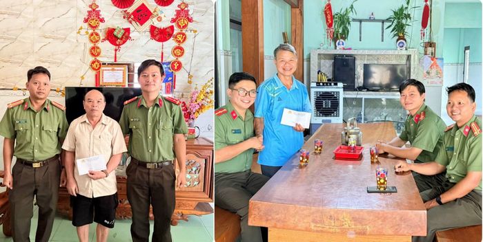 Công an xã Nam Trà My thăm, tặng quà người có uy tín tại địa phương.