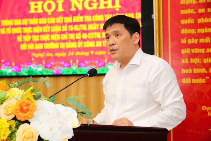Đồng chí Nguyễn Thanh Bình, Phó Bí thư Tỉnh ủy Nghệ An phát biểu tại hội nghị.