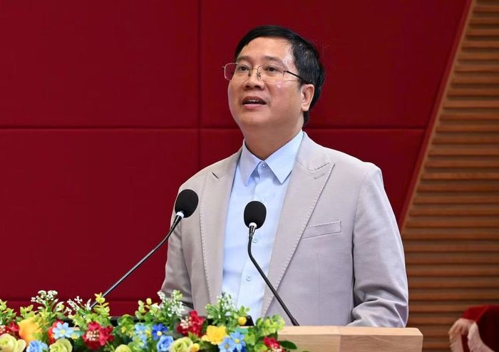 Tiến sĩ Khổng Quốc Minh, Cục Đổi mới sáng tạo trực thuộc Bộ Khoa học và Công nghệ, trình bày tham luận.