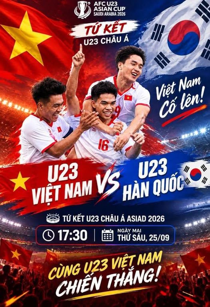 Lịch thi đấu tứ kết ASIAD 2026 giữa U23 Việt Nam và U23 Hàn Quốc