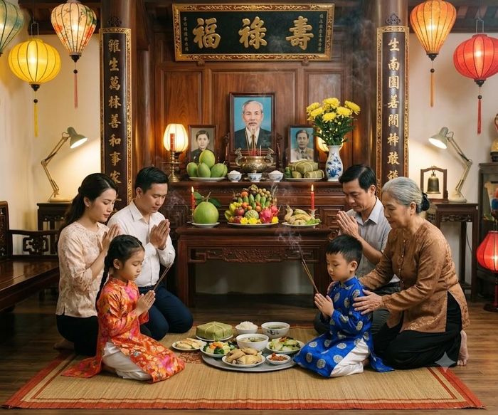 Cúng gia tiên. Ảnh minh họa