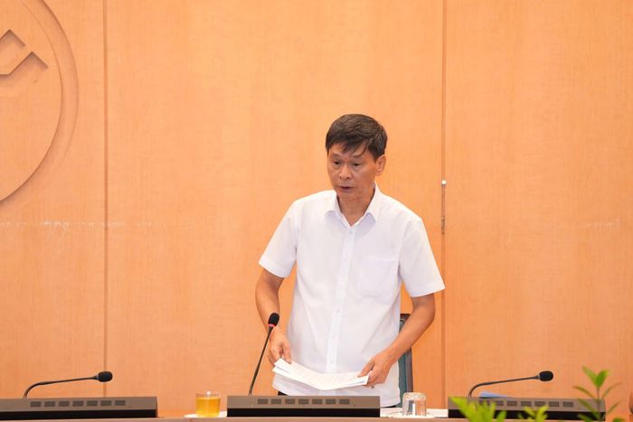 Phó Giám đốc Sở Y tế Hà Nội Vũ Cao Cương thông tin về tiến độ khám sức khỏe toàn dân. Ảnh: Linh Phạm