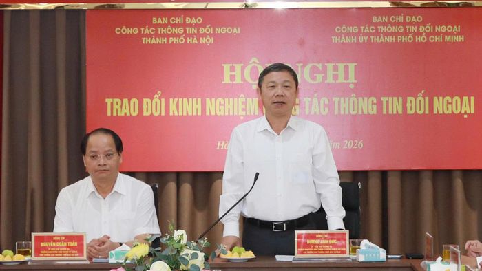 Trưởng ban Tuyên giáo Thành ủy thành phố Hồ Chí Minh Dương Anh Đức mong muốn hai thành phố tăng cường hợp tác về thông tin đối ngoại. Ảnh: Khánh Huy