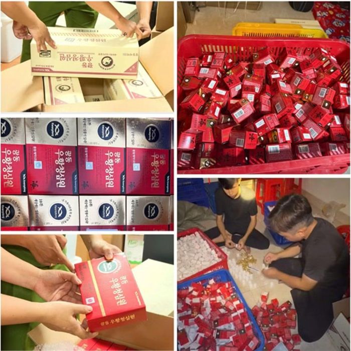 Tang vật của vụ án sản xuất, buôn bán thuốc An Cung giả mà Công an Thanh Hóa đang xử lý. Ảnh: Công an Thanh Hóa.