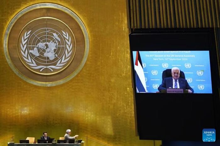 Tổng thống Palestine Mahmoud Abbas phát biểu qua video trong phiên thảo luận chung Đại hội đồng LHQ ngày 24-9-2026