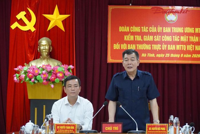Phó Chủ tịch Ủy ban Trung ương MTTQ Việt Nam Nguyễn Đức Phong kết luận buổi làm việc. Ảnh: HN.