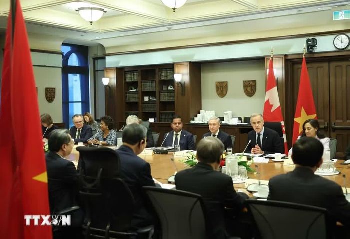  Tổng Bí thư, Chủ tịch nước Tô Lâm hội đàm với Thủ tướng Canada Mark Carney. Ảnh: Thống Nhất/TTXVN. 