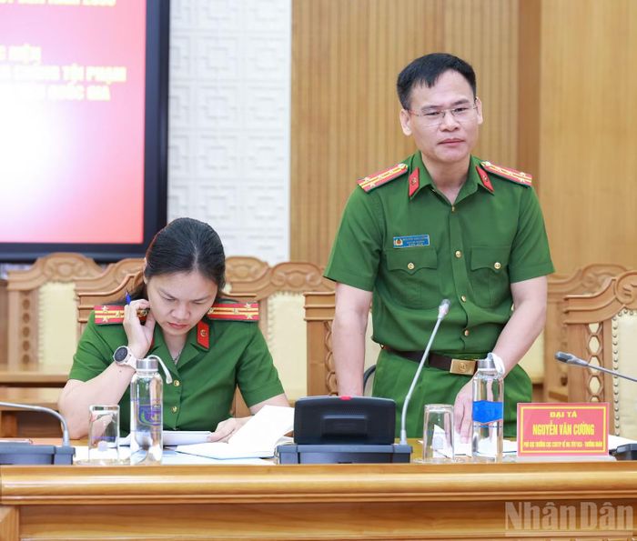 Đại tá Nguyễn Văn Cường, Phó Cục trưởng Cục Cảnh sát điều tra tội phạm về ma túy, Bộ Công an quán triệt mục đích, yêu cầu buổi làm việc.