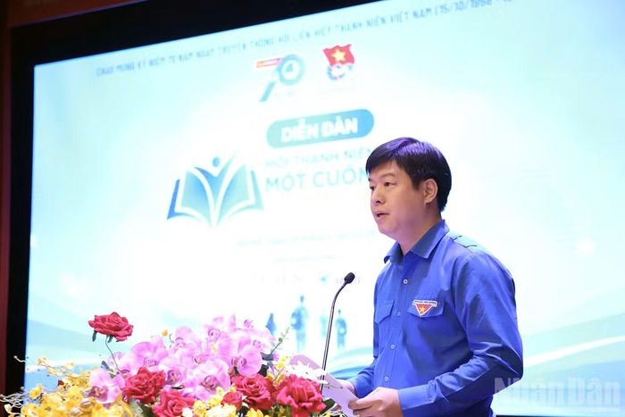 Đồng chí Lê Hải Long phát biểu ý kiến tại diễn đàn. (Ảnh: LÂM HẢI)