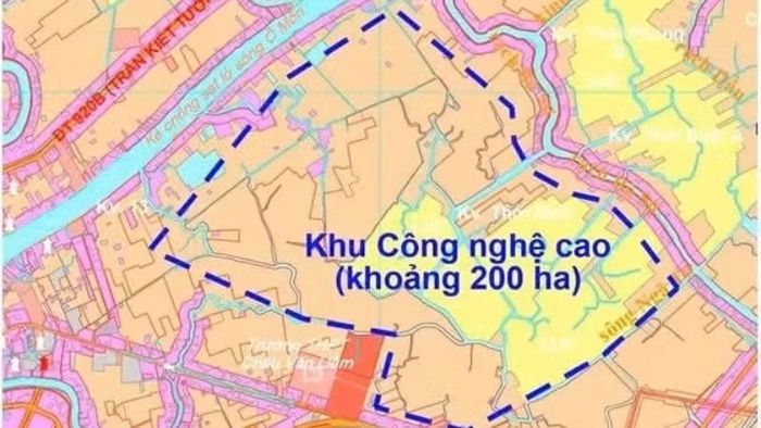 Bản đồ quy hoạch Khu công nghệ cao Cần Thơ đặt tại phường Ô Môn. (Ảnh: Ủy ban nhân dân Cần Thơ)