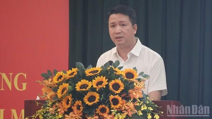 Đồng chí Lê Minh Hải, Phó Trưởng ban Tuyên giáo Thành ủy Bắc Ninh phát biểu tại hội thảo. (Ảnh: LINH BẢO)