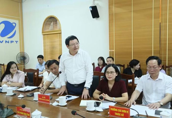 PGS.TS. Phạm Quốc Thành - Hiệu trưởng Trường Đại học Thái Bình phát biểu tại buổi làm việc. Ảnh: Tất Đạt