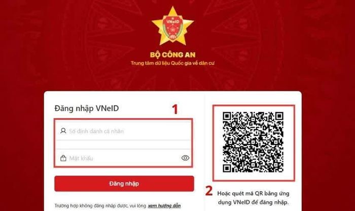 Truy cập bằng tài khoản VNeID.