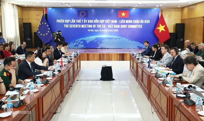 Tòan cảnh Phiên họp lần thứ 7 Ủy ban hỗn hợp Việt Nam - EU. (Ảnh: Thành Long)