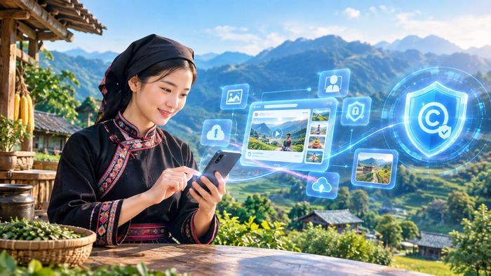 Cần kiểm tra tính nguyên gốc của bài viết và thiết lập gắn thẻ bản quyền nội dung trên giao diện cài đặt quản trị trang cá nhân nhằm bảo vệ sản phẩm số trước rủi ro sao chép trái phép. Đồ hoạ: Thái Bình