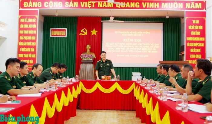 Đại tá Lê Hà An, Phó Tham mưu trưởng Bộ đội Biên phòng phát biểu kết luận kiểm tra. Ảnh: Lê Xuân