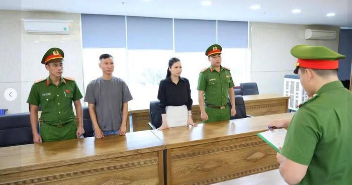 Các đối tượng tại cơ quan công an. Ảnh CACC