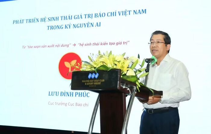 Cục trưởng Cục Báo chí Lưu Đình Phúc phát biểu.