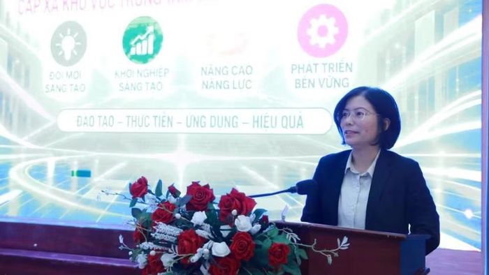 Phó Giám đốc Sở Khoa học và Công nghệ tỉnh Lâm Đồng Phạm Thị Nhâm phát biểu tại hội nghị - Ảnh: BKHCN.