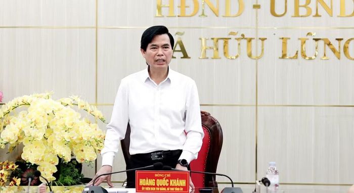 Bí thư Tỉnh ủy Lạng Sơn Hoàng Quốc Khánh phát biểu tại buổi làm việc - Ảnh: LS.