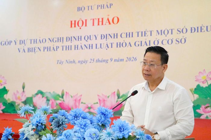 Thứ trưởng Bộ Tư pháp Nguyễn Thanh Ngọc phát biểu khai mạc hội thảo (ảnh: Khánh Toàn)