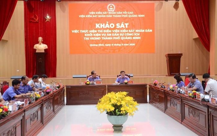 Đoàn khảo sát của VKSND tối cao làm việc với VKSND thành phố Quảng Ninh và các cơ quan liên quan về kết quả thực hiện Nghị quyết số 205/2025/QH15 của Quốc hội.
