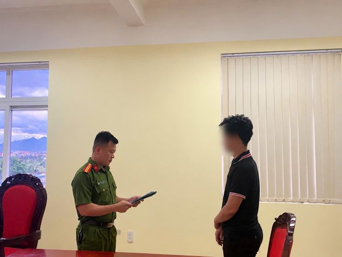 Bị can Trương Minh Hiếu tại cơ quan Công an.