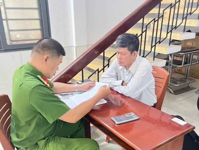 Cơ quan Công an làm việc với Nguyễn Đức Thắng. (Ảnh:CA)
