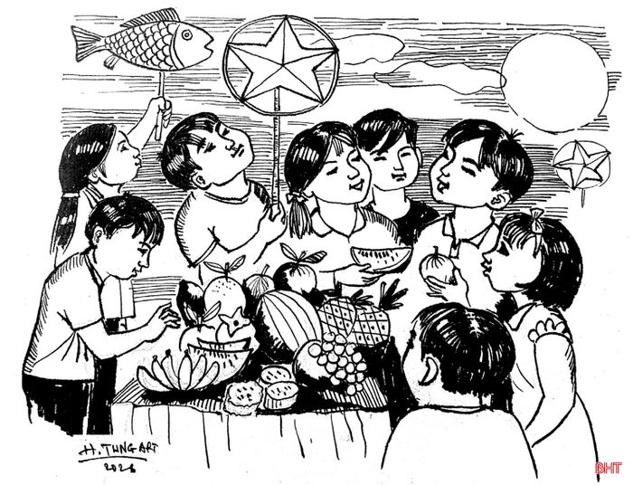 Trung thu là cái tết tuyệt vời của trẻ thơ những năm cuối thập niên 60, đầu thập niên 70 của thế kỷ trước. Ảnh minh hoạ: Huy Tùng.
