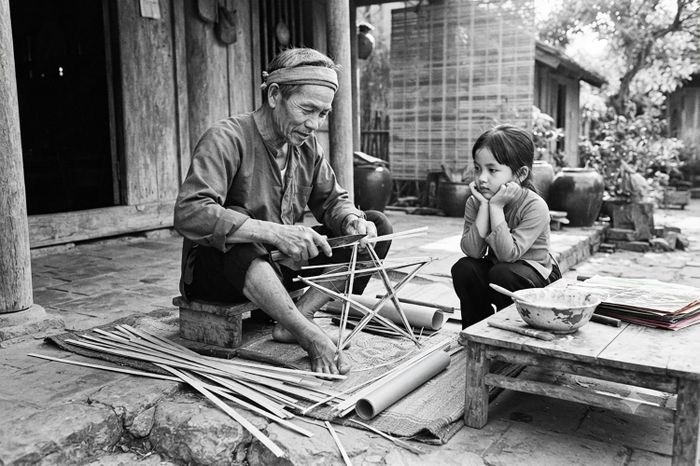 Chiếc đèn ông sao mà cha làm cho tôi đẹp hơn bất kỳ chiếc đèn ông sao nào sau này tôi được thấy... Ảnh do AI tạo.