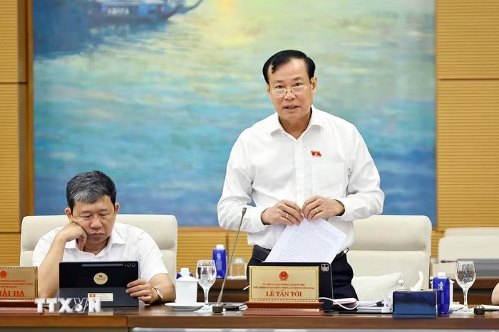 Chủ nhiệm Ủy ban Quốc phòng, An ninh và Đối ngoại của Quốc hội Lê Tấn Tới phát biểu. (Ảnh: Doãn Tấn/TTXVN)