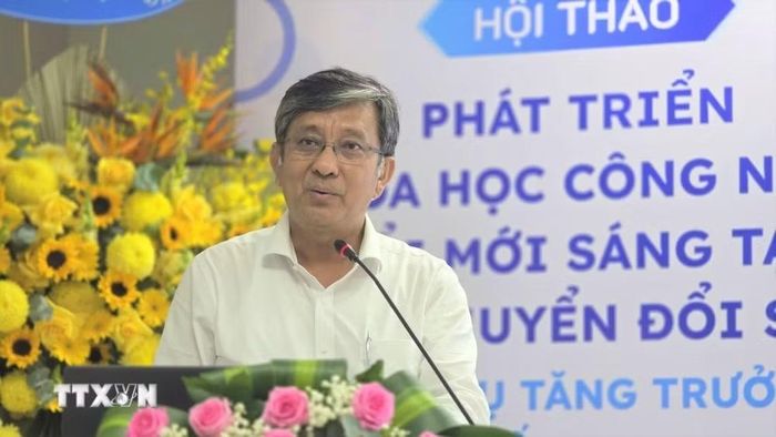 Thứ trưởng Bộ Khoa học và Công nghệ Trần Trung Tính phát biểu tại Hội thảo. (Ảnh: Thu Hiền/TTXVN)