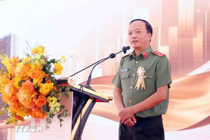 Thượng tướng Đặng Hồng Đức, Ủy viên Trung ương Đảng, Thứ trưởng Bộ Công an phát biểu. (Ảnh: Phạm Kiên/TTXVN)