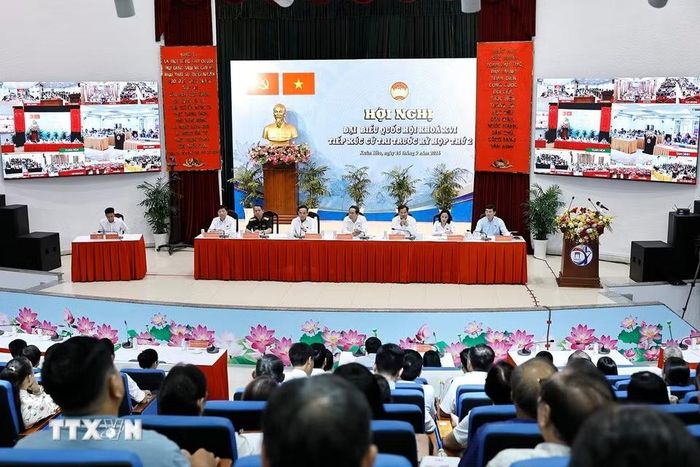 Hội nghị được kết nối đến các điểm cầu tại các phường trên địa bàn Thành phố Hồ Chí Minh. (Ảnh: Doãn Tấn/TTXVN)