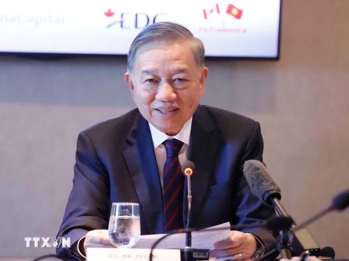 Tổng Bí thư, Chủ tịch nước Tô Lâm phát biểu tại Tọa đàm cấp cao doanh nghiệp Việt Nam-Canada. (Ảnh: Thống Nhất/TTXVN)