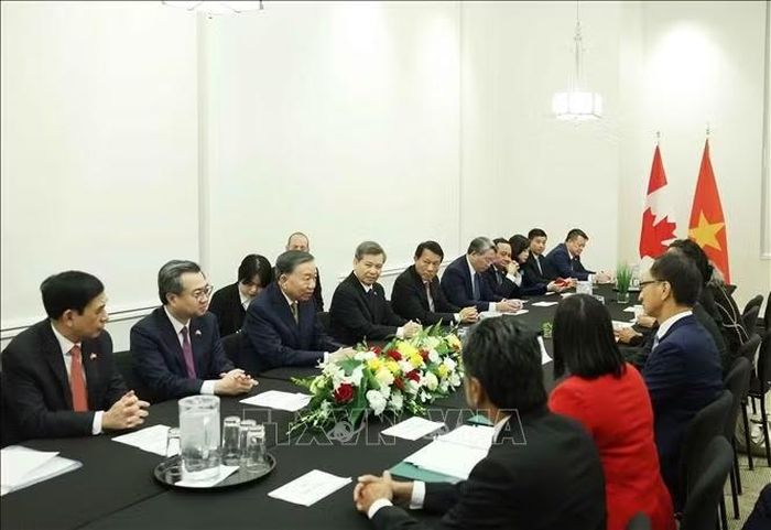 Tổng Bí thư, Chủ tịch nước Tô Lâm tiếp Nhóm Nghị sĩ hữu nghị Canada - Việt Nam. Ảnh: Thống Nhất/TTXVN