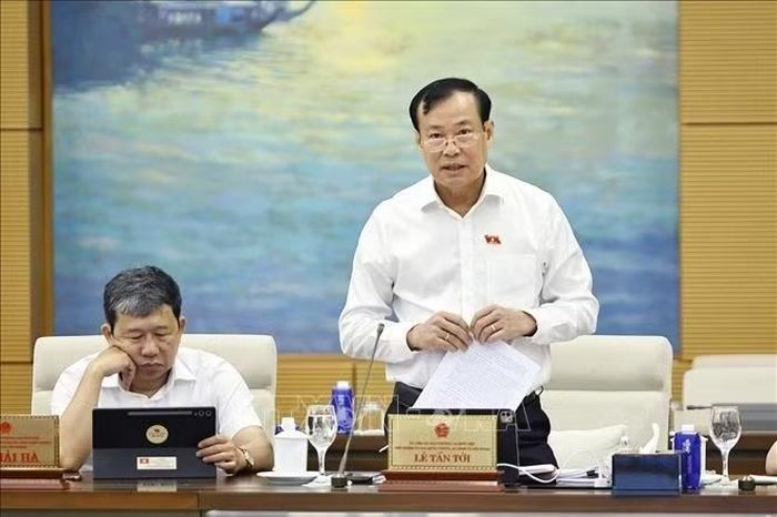 Chủ nhiệm Ủy ban Quốc phòng, An ninh và Đối ngoại của Quốc hội Lê Tấn Tới phát biểu. Ảnh: Doãn Tấn/TTXVN