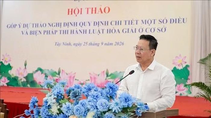 Thứ trưởng Bộ Tư pháp Nguyễn Thanh Ngọc phát biểu.