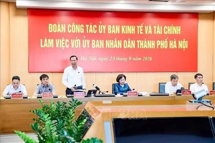 Chủ nhiệm Ủy ban Kinh tế và Tài chính của Quốc hội Phan Văn Mãi phát biểu tại buổi làm việc.