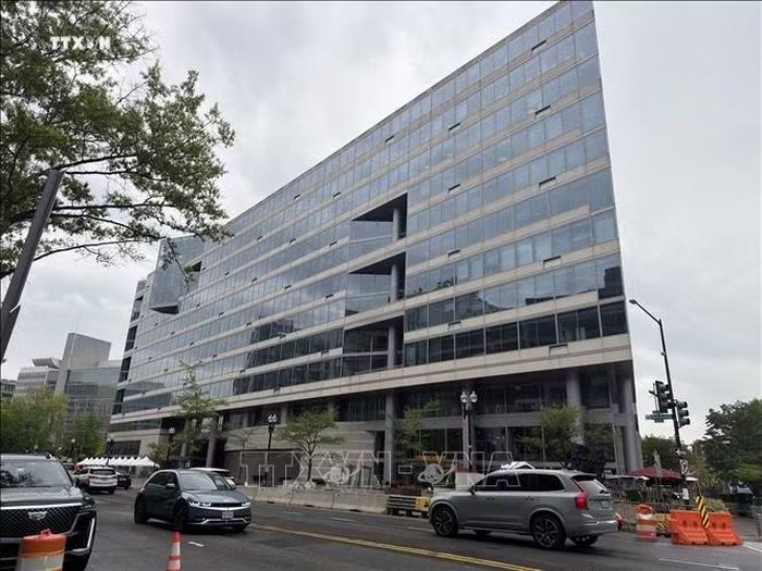 Trụ sở Quỹ Tiền tệ Quốc tế (IMF) tại Washington, D.C. (Mỹ). Ảnh: Ngọc Quang/PV TTXVN tại Mỹ