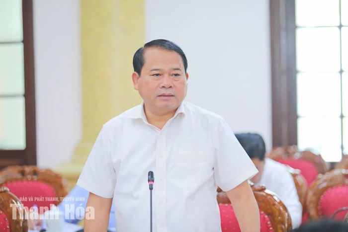 Trưởng Ban Tổ chức Tỉnh ủy Nguyễn Văn Hùng phát biểu tại buổi làm việc.
