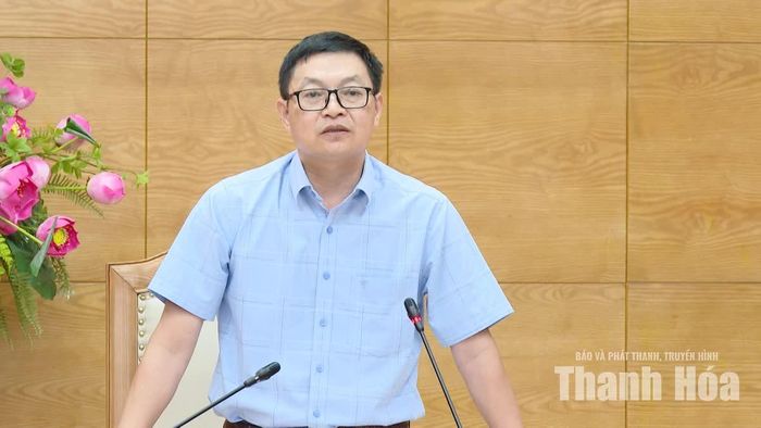 Trưởng Thống kê tỉnh Thanh Hóa Thái Bá Minh phát biểu tại hội nghị.