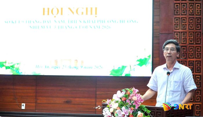 Bí thư Đảng ủy phường Hội An Trần Chí Cường phát biểu tại hội nghị. Ảnh: QUỐC TUẤN