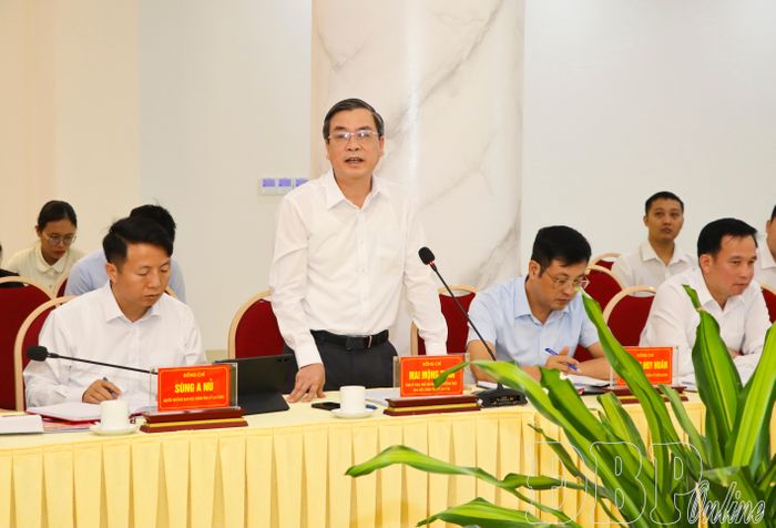 Lãnh đạo Ban Nội chính Tỉnh ủy Lào Cai tham luận tại hội nghị.