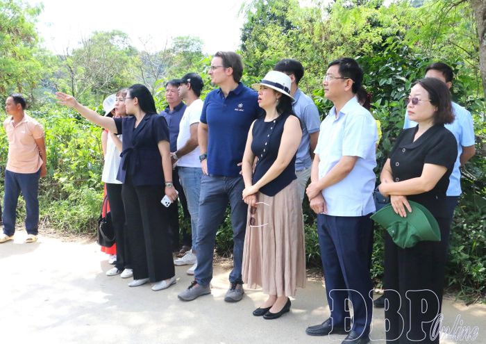 Lãnh đạo xã Mường Ảng cùng Công ty Cổ phần Cà phê Detech khảo sát khu vực đặt Nhà máy chế biến cà phê trên địa bàn bản Na Luông.