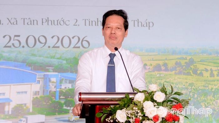 Đồng chí Nguyễn Thành Diệu phát biểu tại Lễ khởi công.